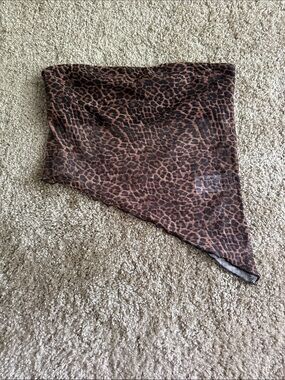 Edikted Brown Leopard Print Asymmetrical Crop Top